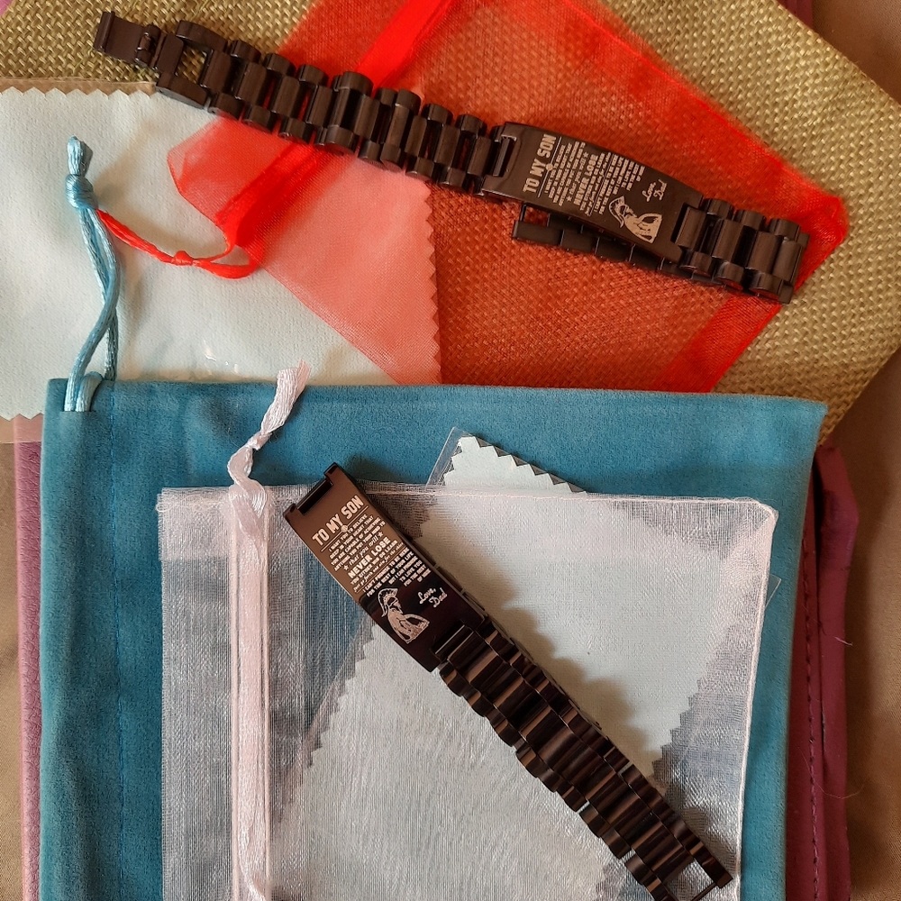 Black Stainless Steel link 'Gift to Son' Bracelet - Picture 7 of 12